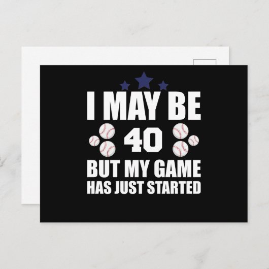 Funny 40th Birthday Baseball Fan 40 Year Old Birth Postkarte (Vorne/Hinten)