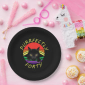 Funny 40th Birthday Gag 1981 Black Cat Rainbow Pappteller (Party)