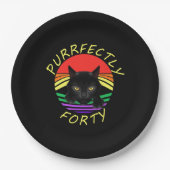 Funny 40th Birthday Gag 1981 Black Cat Rainbow Pappteller (Vorderseite)
