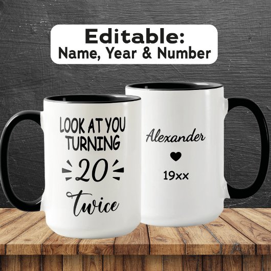 Funny 40th Birthday Mug – Custom Name & Birth Year Tasse