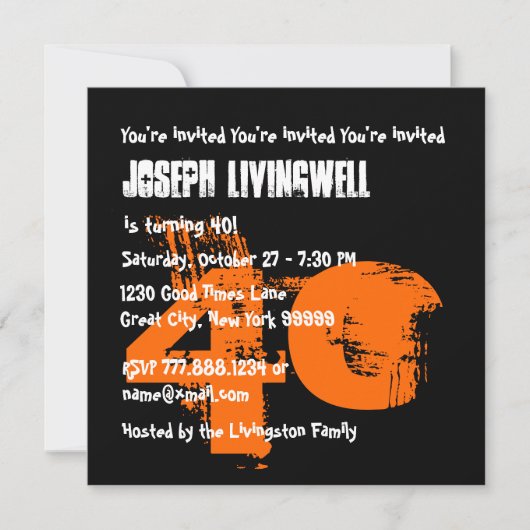 Funny 40th Skull Halloween Geburtstag A08C Einladung (Vorderseite)