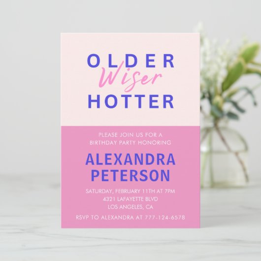 Funny 41. Geburtstag Einladungen Older Wiser (Stehend Vorderseite)