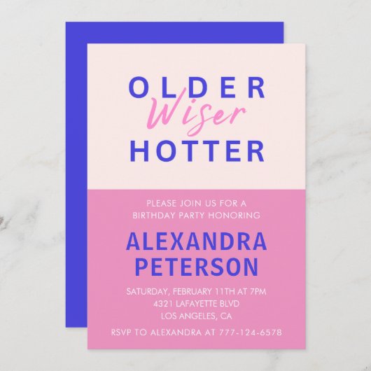 Funny 41. Geburtstag Einladungen Older Wiser (Vorne/Hinten)