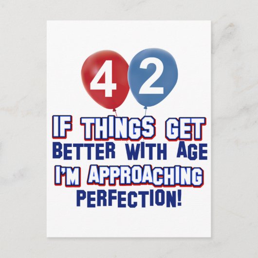 Funny 42. jähriges Geburtstagsdesign Postkarte (Vorderseite)