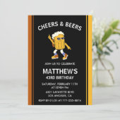 Funny 43. Geburtstag Einladungen Cheers and Bers (Stehend Vorderseite)
