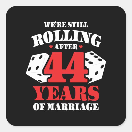 Funny 44th Anniversary Paare Verheiratet 44 Jahre Quadratischer Aufkleber (Vorderseite)