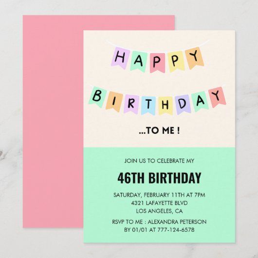 Funny 46. Geburtstag Einladungen Happy Geburtstag (Vorne/Hinten)