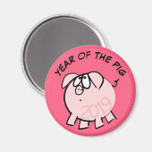 Funny 4 Cartoon Illustration Pig Jahr 2019 Magnet (Vorderseite/Rückseite)