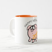 Funny 4 Cartoon Illustration Pig Jahr 2019 Tasse (Vorderseite Links)