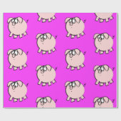 Funny 4 Cartoon Illustration Pig Wählen Sie Color  Geschenkpapier (Flach)