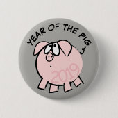 Funny 4 Cartoon Illustration Pig Year 2019 Button (Vorderseite)