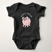 Funny 4 Cartoon Illustration Pink Pig Custom Baby Baby Strampler (Vorderseite)