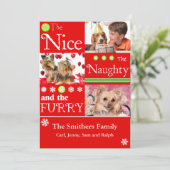 Funny 4 Foto Familienweihnachtskarte Feiertagskarte (Stehend Vorderseite)