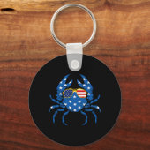 Funny 4. Juli Crab Fisherman American Flag Vin Schlüsselanhänger (Vorderseite)