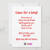 Funny 4. Juli Fireworks Gorilla Party Einladung (Rückseite)