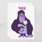Funny 4. Juli Fireworks Gorilla Party Einladung (Vorne/Hinten)
