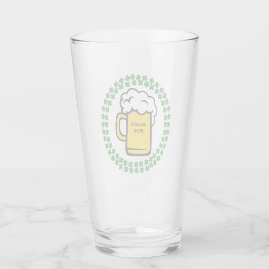 Funny 4 Leaf Clover Beer Glas (Rückseite)