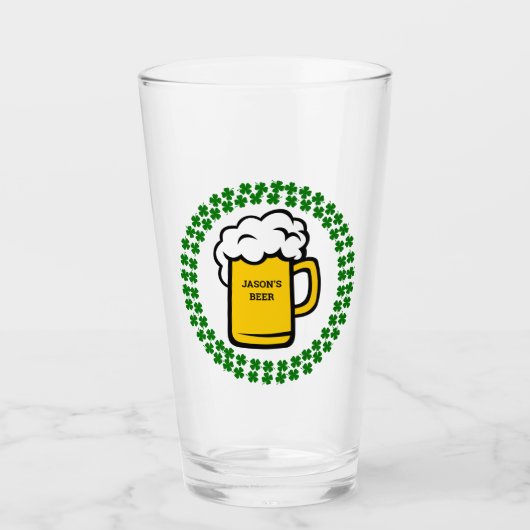 Funny 4 Leaf Clover Beer Glas (Vorderseite)