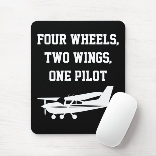 Funny "4 Wheels 2 Wings One Pilot" & Cool Cessna Mousepad (Mit Mouse)