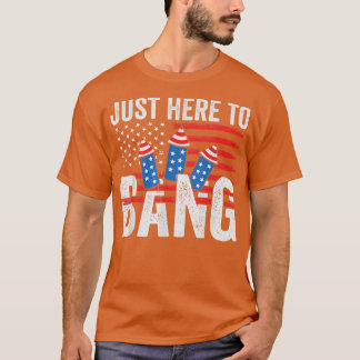 Funny 4th July Im Just Here To Bang American Flag  T-Shirt