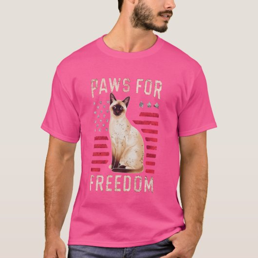 Funny 4th July Siamese Cat Lover American Patri T-Shirt (Vorderseite)