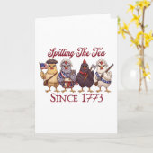 Funny 4th of July Chickens Spilling Tea Since 1773 Karte (Gelbe Blume)