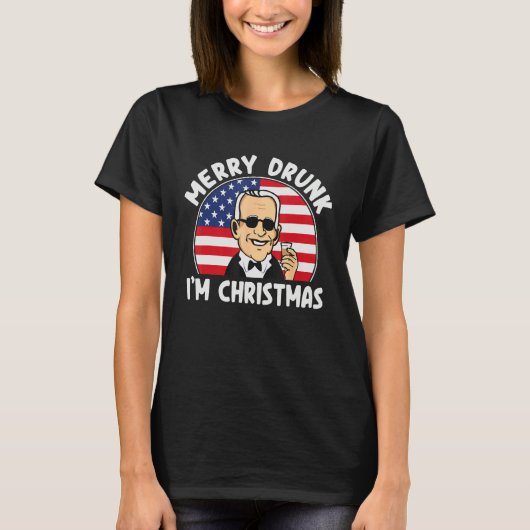 Funny 4th of July Merry Drunk I'm Christmas Men & T-Shirt (Vorderseite)