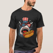 Funny 4th of July Shark Hotdog Patriotic America F T-Shirt (Vorderseite)