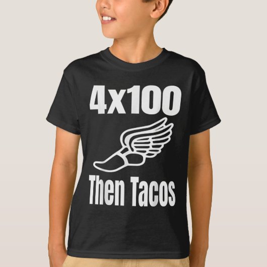 Funny 4x100 dann Tacos 100 Meter Relay Race Runner T-Shirt (Vorderseite)