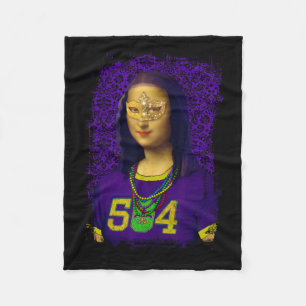 Funny 504 New Orleans Mardi Gras Mona Lisa Mashup Fleecedecke
