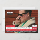 Funny 50. Geburtstag Einladung 🎉 Fake TV News (Vorderseite)