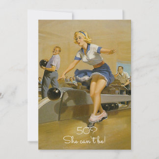 Funny 50. Geburtstag Vintages Button Up Girl Bowli Einladung