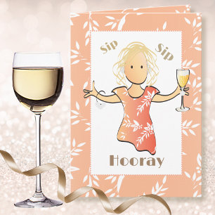 Funny 50. Geburtstag Weiblicher Cartoon Champagne  Karte