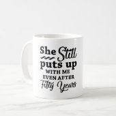 Funny 50. Hochzeitstag Kaffeetasse (Vorderseite Links)