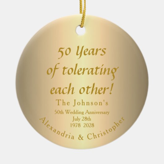 Funny 50 th Golden Wedding Jubiläum Keramik Ornament (Vorne)