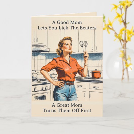 Funny 50er Hausfrau Retro Muttertag Karte (Gelbe Blume)