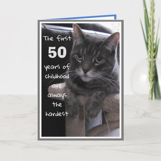Funny 50th Birthday Cat Card Karte (Vorderseite)