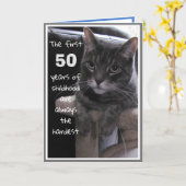 Funny 50th Birthday Cat Card Karte (Gelbe Blume)