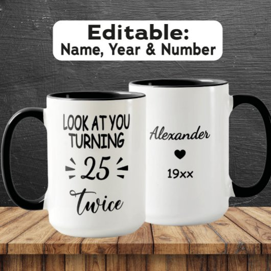 Funny 50th Birthday Mug – Custom Name & Birth Year Tasse