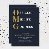 Funny 50th Birthday Navy Gold OMG Humour Einladung