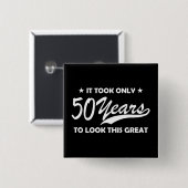 Funny 50th Birthday Retro Typography Button (Vorne & Hinten)