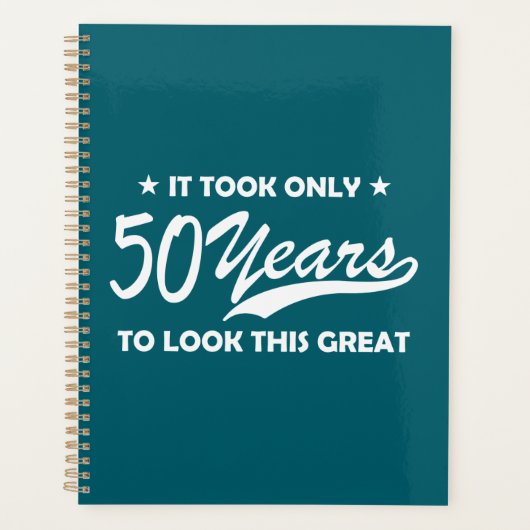 Funny 50th Birthday Retro Typography Planer (Vorderseite)