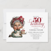 Funny 50th birthday woman whimsical party card einladung (Vorderseite)
