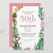 Funny 50th Cactus Prickly, Bitchy & Fabulous Einladung (Vorne/Hinten)