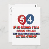 Funny 54 Jahre alt Geburtstag Postkarte (Vorne/Hinten)
