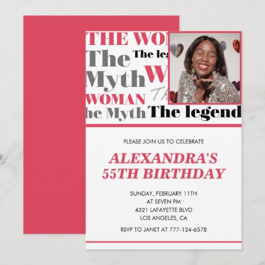 Funny 55. Geburtstag Einladung Foto Myth Legend (Vorne/Hinten)