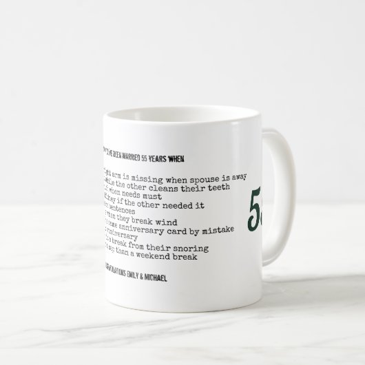 FUNNY 55. Hochzeitstag Personalisiert Kaffeetasse (VorderseiteRechts)