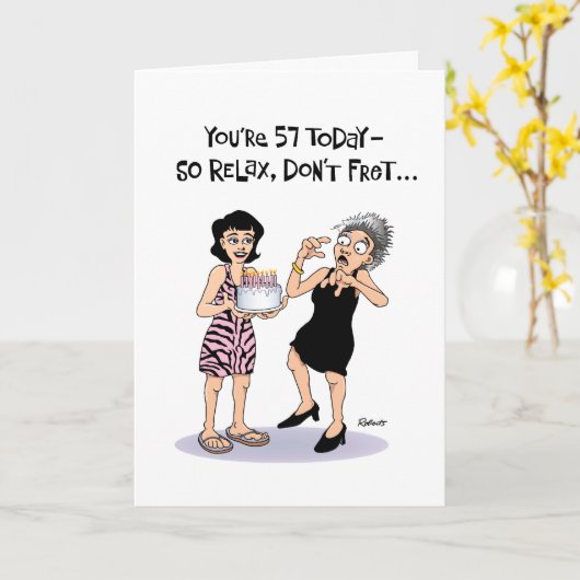 Funny 57. Geburtstag Karte (Gelbe Blume)