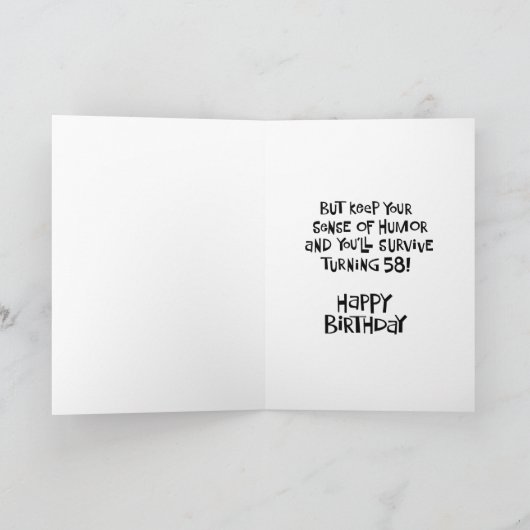 Funny 58. Male Geburtstag Karte (Innenseite)