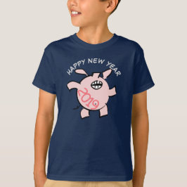 Funny 5 Cartoon Illustration Pig Jahr 2019 Kinder  T-Shirt